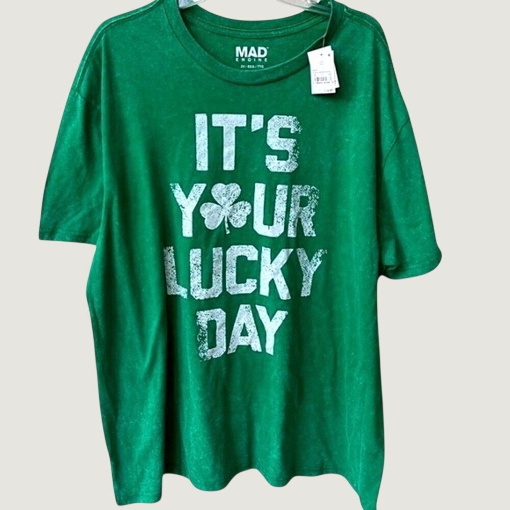 Mad Engine St Patricks Day Lucky Day Graphic Short Sleeve T Shirt Green XXL